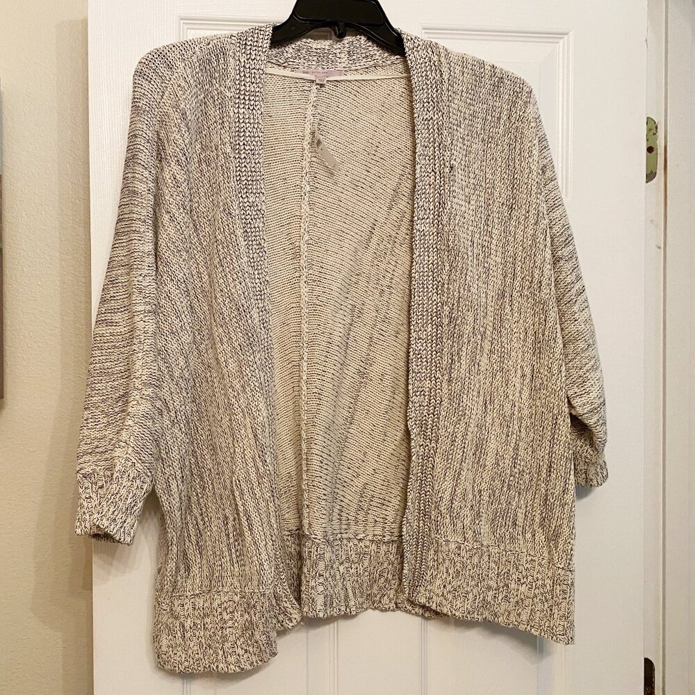 New Gap Marled Cream-Black Cocoon Cotton Cardigan